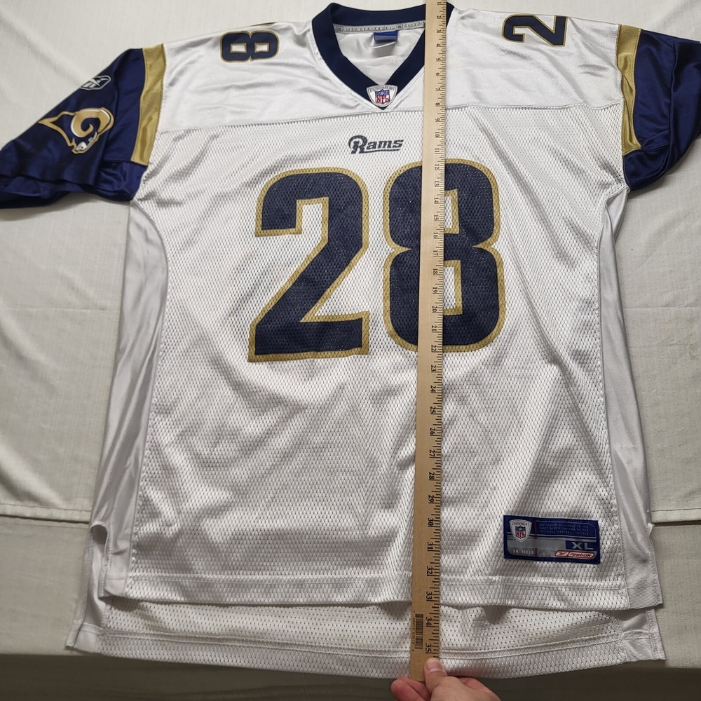 VTG Marshall Faulk Jersey Reebok St Louis Rams Football White NFL On Field Y2K - Picture 9 of 13